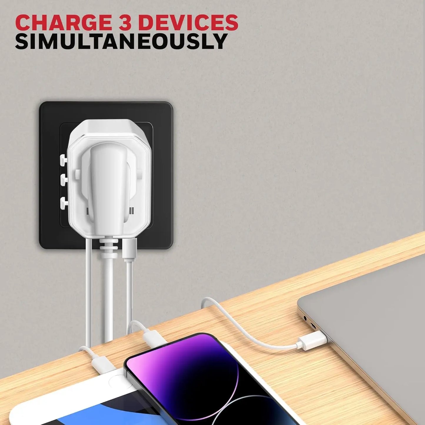 Honeywell New Launch Universal Travel Adapter 12W, 3-in-1 Fast Charging, Universal Socket, TypeC, USBA, Worldwide Wall Charger for EU,US,UK & CN/AUS White