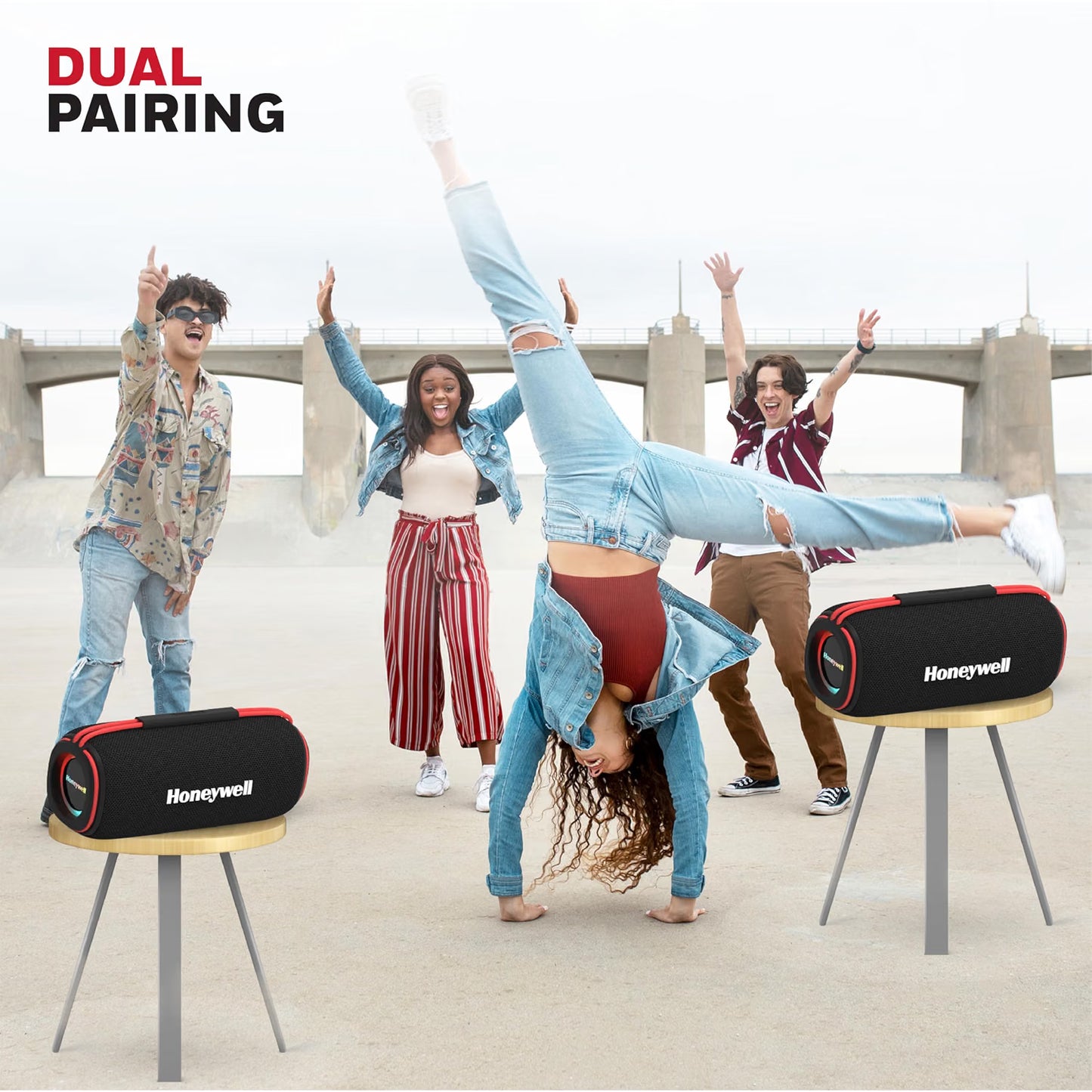 Honeywell Newly Launched Trueno U500 60W 5.3 Bluetooth Speaker, Deep Bass Radiators, 18H Playtime, IPX 6, TWS Feature, RGB Lights, SD Card, AUX, USB Type-C Port, Built-in Mic & 2 * 93mm Drivers