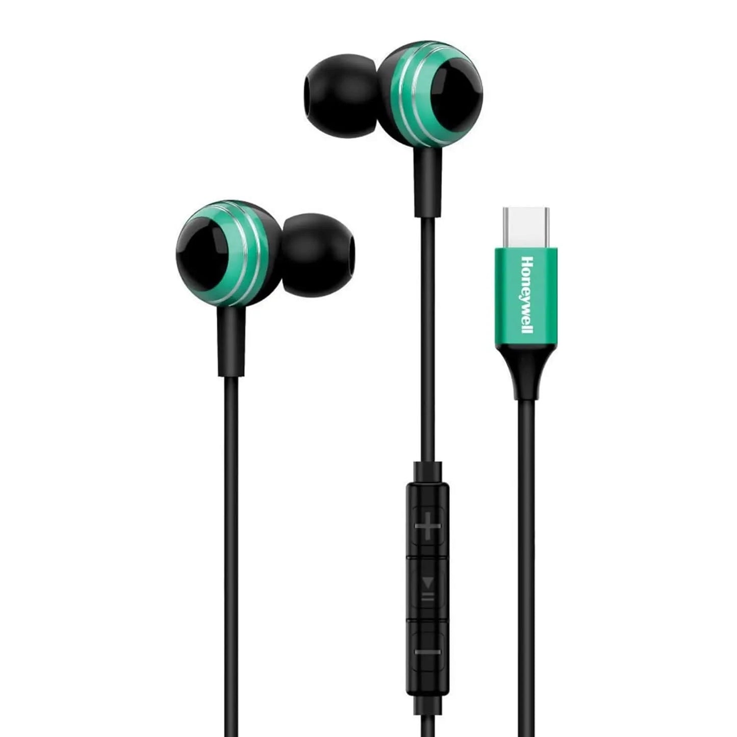 Honeywell Suono P70 Wired in Ear Earphones with Built in Mic 10mm*2 Drivers, Noise Cancelling and Ultra HD Mic, IPX4, Voice Assistant Enabled, HD Sound & Clear Audio, Type C Compatible, 1.2 Mtr Green