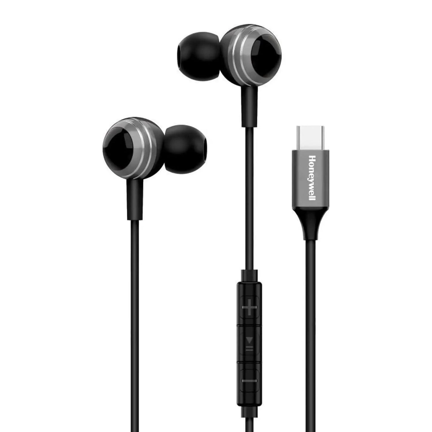 Honeywell Suono P70 Wired in Ear Earphones with Built in Mic 10mm*2 Drivers, Noise Cancelling and Ultra HD Mic, IPX4, Voice Assistant Enabled, HD Sound & Clear Audio, Type C Compatible, 1.2 Mtr Grey