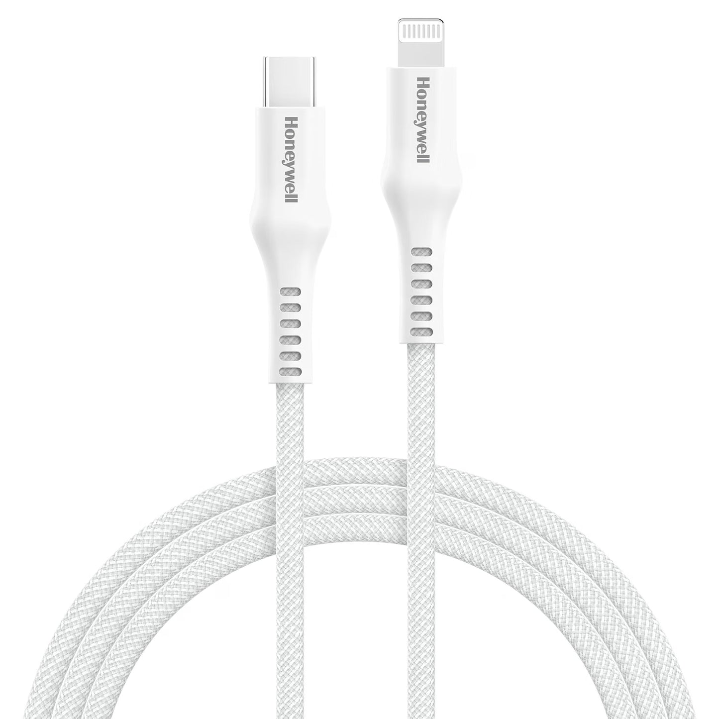Honeywell Type C to Lightning, 4 Feet (1.2M), Nylon Braided Cable, MFI-certified, QC3.0, PD 87W Support with Max Output 3A, Fast Charge & Sync Cable for iPhone, iPad, AirPods – White