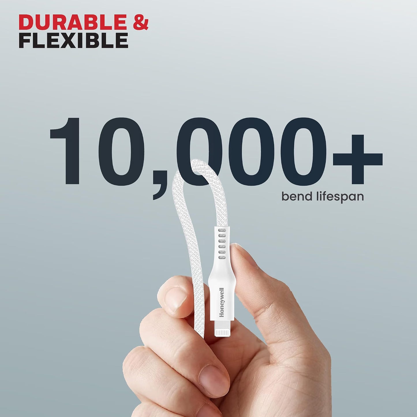 Honeywell Type C to Lightning, 4 Feet (1.2M), Nylon Braided Cable, MFI-certified, QC3.0, PD 87W Support with Max Output 3A, Fast Charge & Sync Cable for iPhone, iPad, AirPods – White