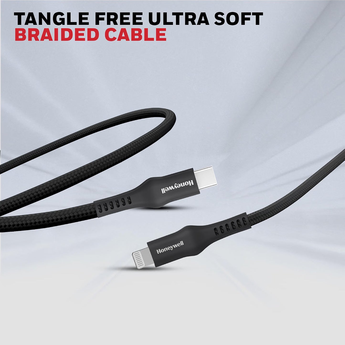 Honeywell Type C to Lightning, 4 Feet (1.2M), Nylon Braided Cable, MFI-certified, QC3.0, PD 87W Support with Max Output 3A, Fast Charge & Sync Cable for iPhone, iPad, AirPods – Black