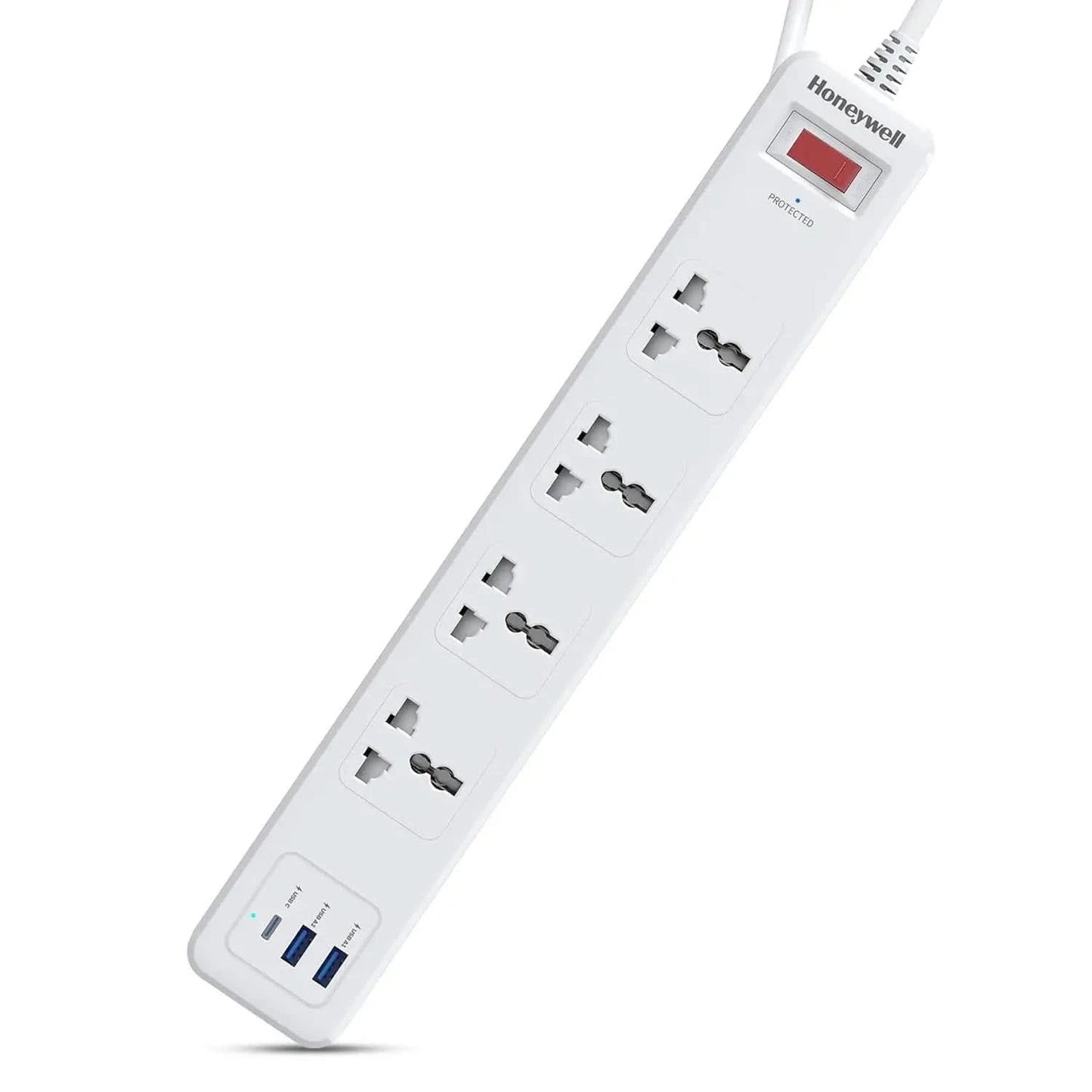 Honeywell 4 Out Surge Protector with Master Switch, Spike Guard/Extension Board, 4 Outlet, PD20W & 2xUSB, 13500Amp, 1.8 Meter Cord, DSW, Automatic Overload Protection, 3 Years Manufacturer Warranty