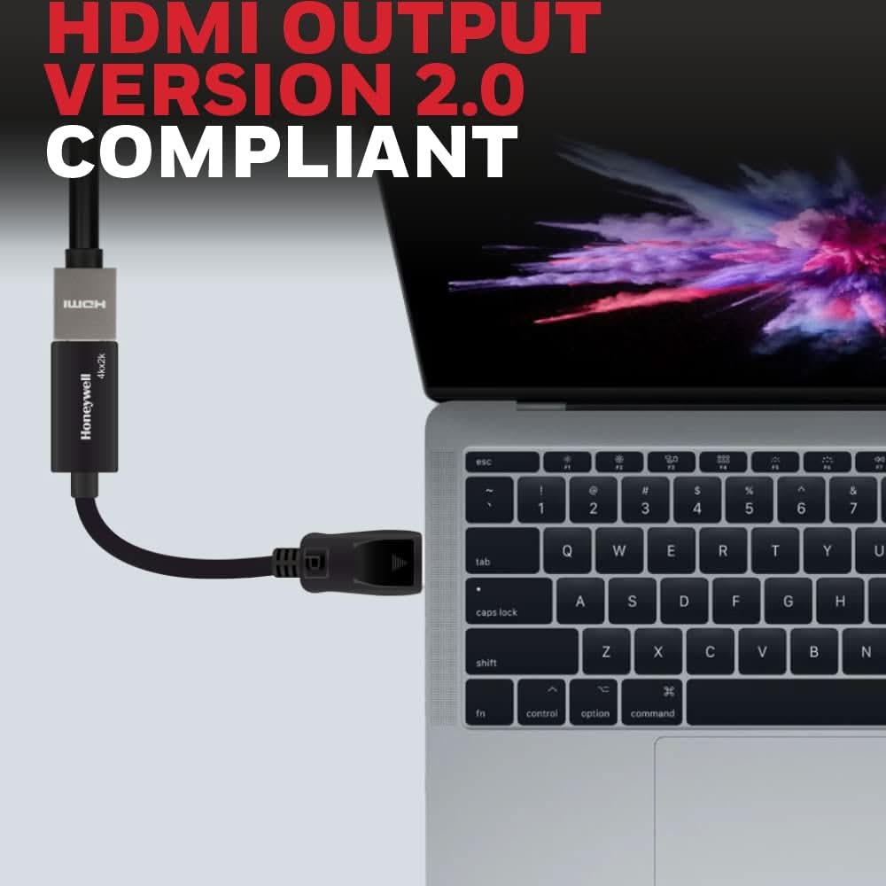 Honeywell Display Port to HDMI Adapter, 4K 3D Resolution with Surround Sound Audio Support, Male-Female Adapter, Compatible with LED Displays, Laptop, Gaming Console, Projector- Black