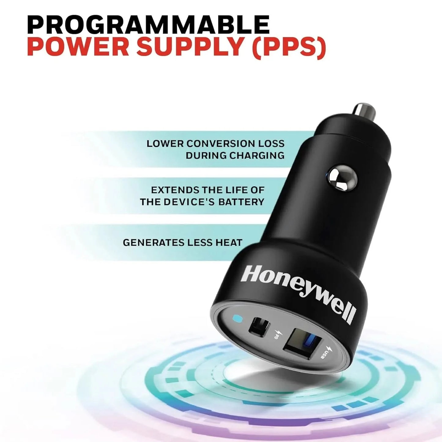 Honeywell Micro CLA 83W PD Smart Car Charger, 65W Type C PD & 18W USB A Port, Ultra-Fast Charging, Compatible with All Car for iPhone, Smartphones, Laptops, Tablets, 3 Years Manufacturer Warranty