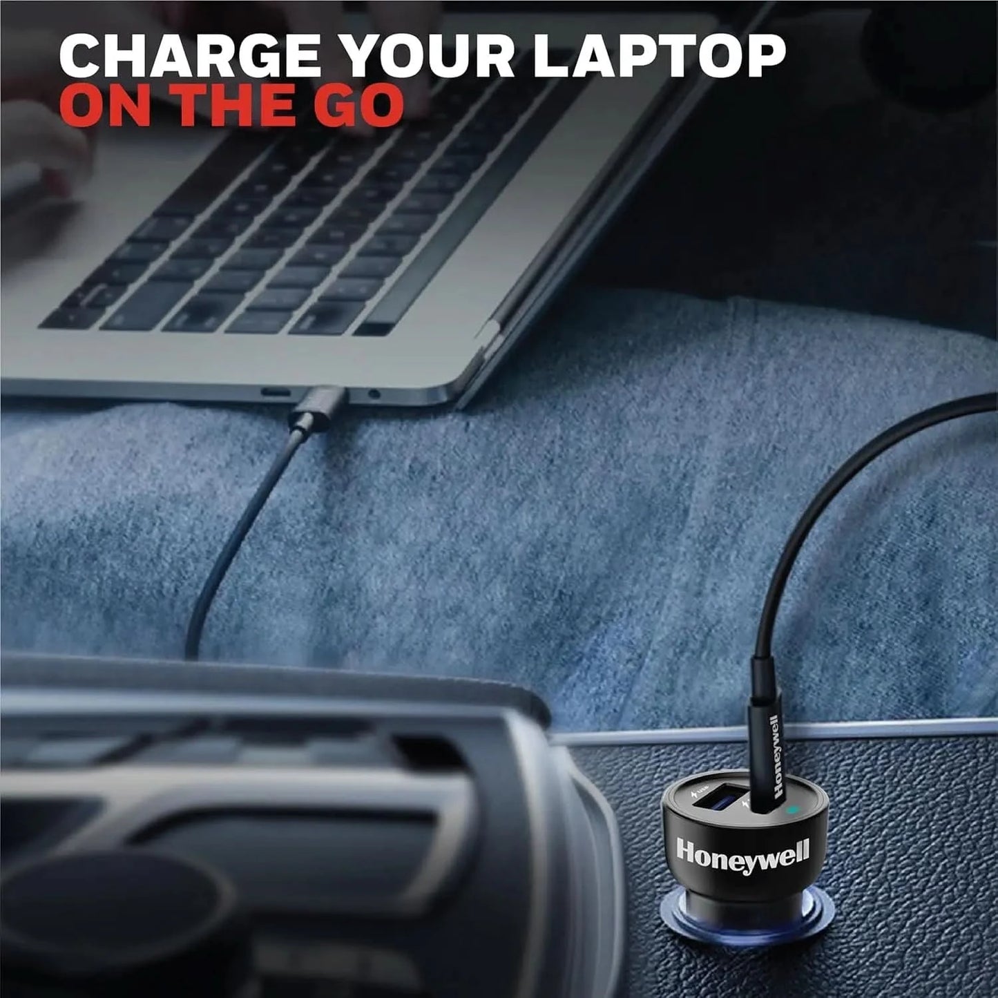 Honeywell Micro CLA 83W PD Smart Car Charger, 65W Type C PD & 18W USB A Port, Ultra-Fast Charging, Compatible with All Car for iPhone, Smartphones, Laptops, Tablets, 3 Years Manufacturer Warranty