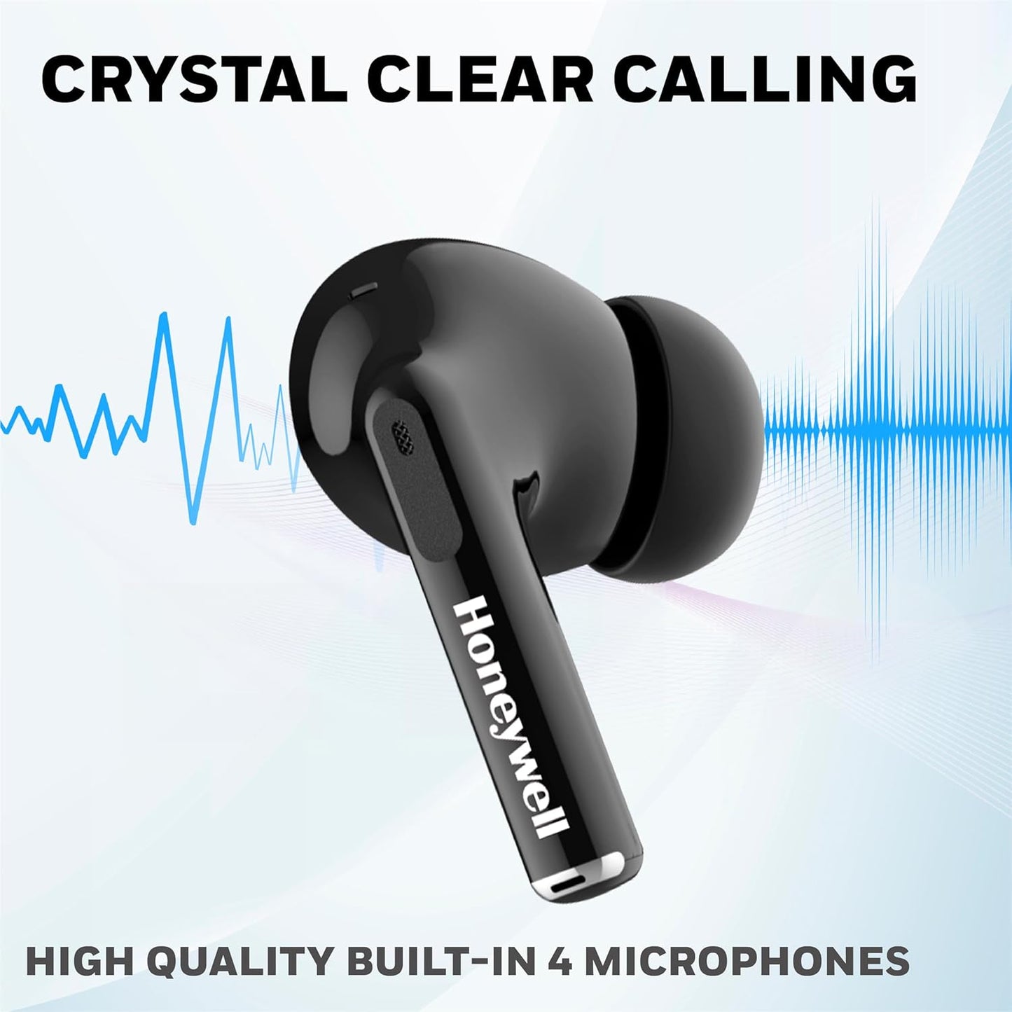 Honeywell Moxie V1200 Bluetooth TWS Earbuds with 26H of Playtime, Type C Fast Charging, IPx4 Water Resistant, Bluetooth V5.3, 13mm*2 Drivers, Voice Assistant, 2 Years Manufacturer Warranty - Black