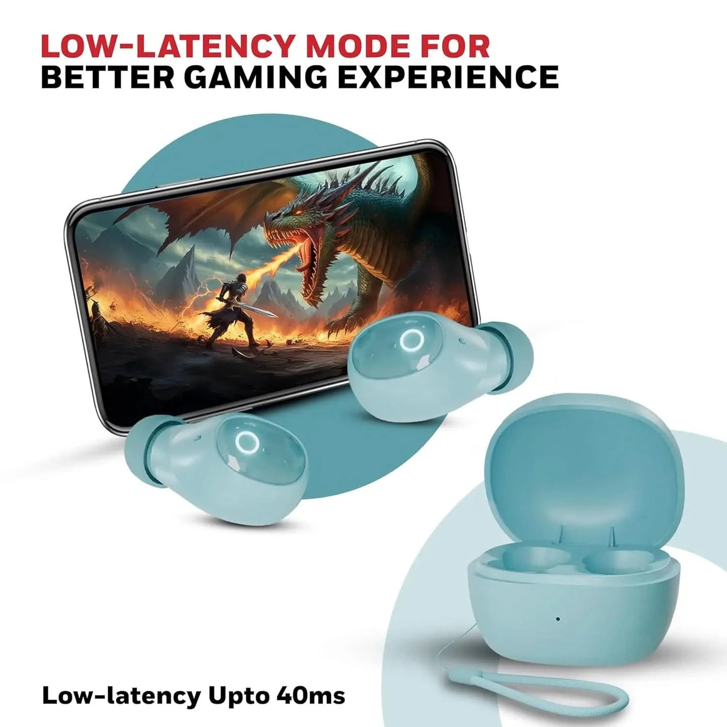 Honeywell Moxie V1500 Bluetooth TWS Earbuds with 48H Playtime, Type C Fast Charging, IPX4 Water Resistant, Bluetooth V5.4, 8mm*2 Drivers, Touch Controls, Voice Assistant, Noise Cancelling