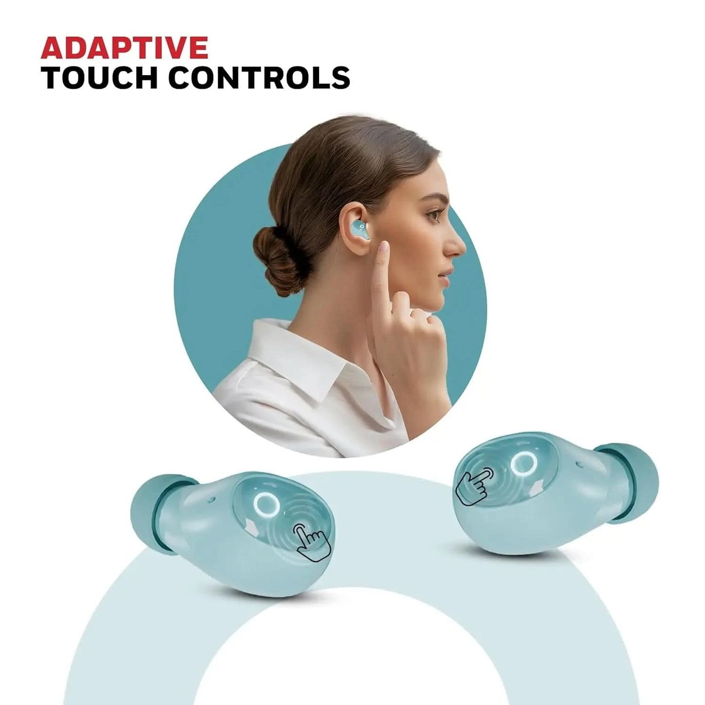 Honeywell Moxie V1500 Bluetooth TWS Earbuds with 48H Playtime, Type C Fast Charging, IPX4 Water Resistant, Bluetooth V5.4, 8mm*2 Drivers, Touch Controls, Voice Assistant, Noise Cancelling