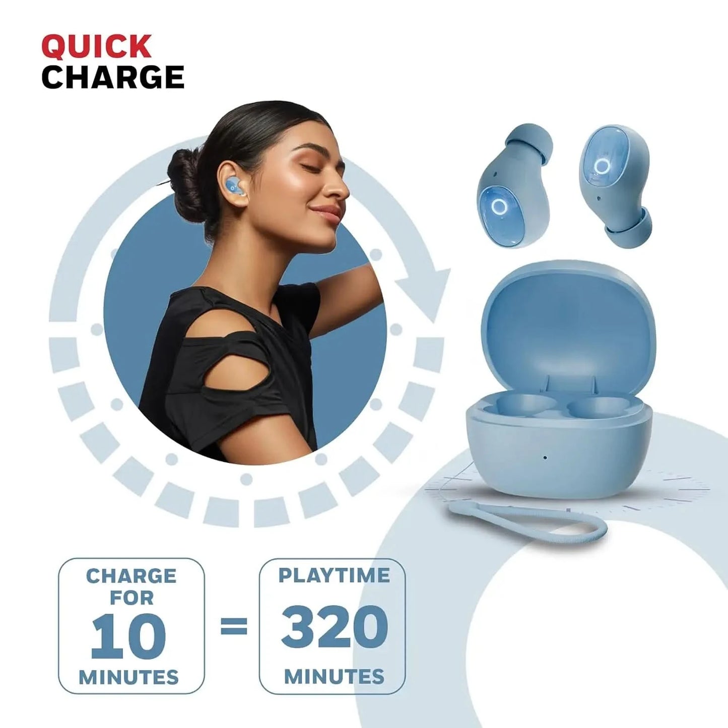 Honeywell Moxie V1500 Bluetooth TWS Earbuds with 48H Playtime, Type C Fast Charging, IPX4 Water Resistant, Bluetooth V5.4, 8mm*2 Drivers, Touch Controls, Voice Assistant, Noise Cancelling Blue