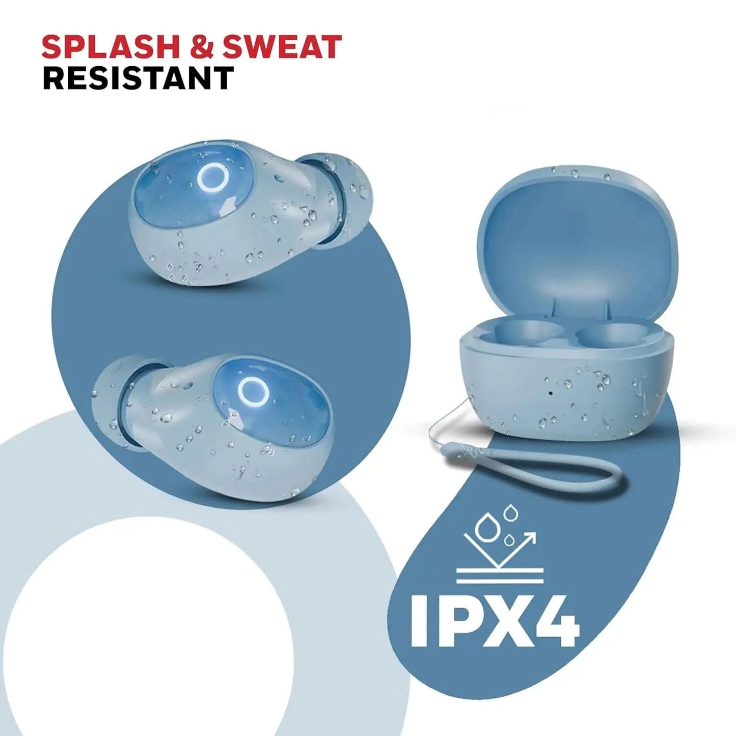 Honeywell Moxie V1500 Bluetooth TWS Earbuds with 48H Playtime, Type C Fast Charging, IPX4 Water Resistant, Bluetooth V5.4, 8mm*2 Drivers, Touch Controls, Voice Assistant, Noise Cancelling Blue