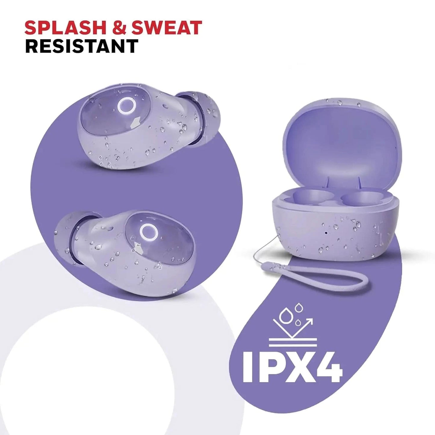 Honeywell Moxie V1500 Bluetooth TWS Earbuds with 48H Playtime, Type C Fast Charging, IPX4 Water Resistant, Bluetooth V5.4, 8mm*2 Drivers, Touch Controls, Voice Assistant, Noise Cancelling Purple