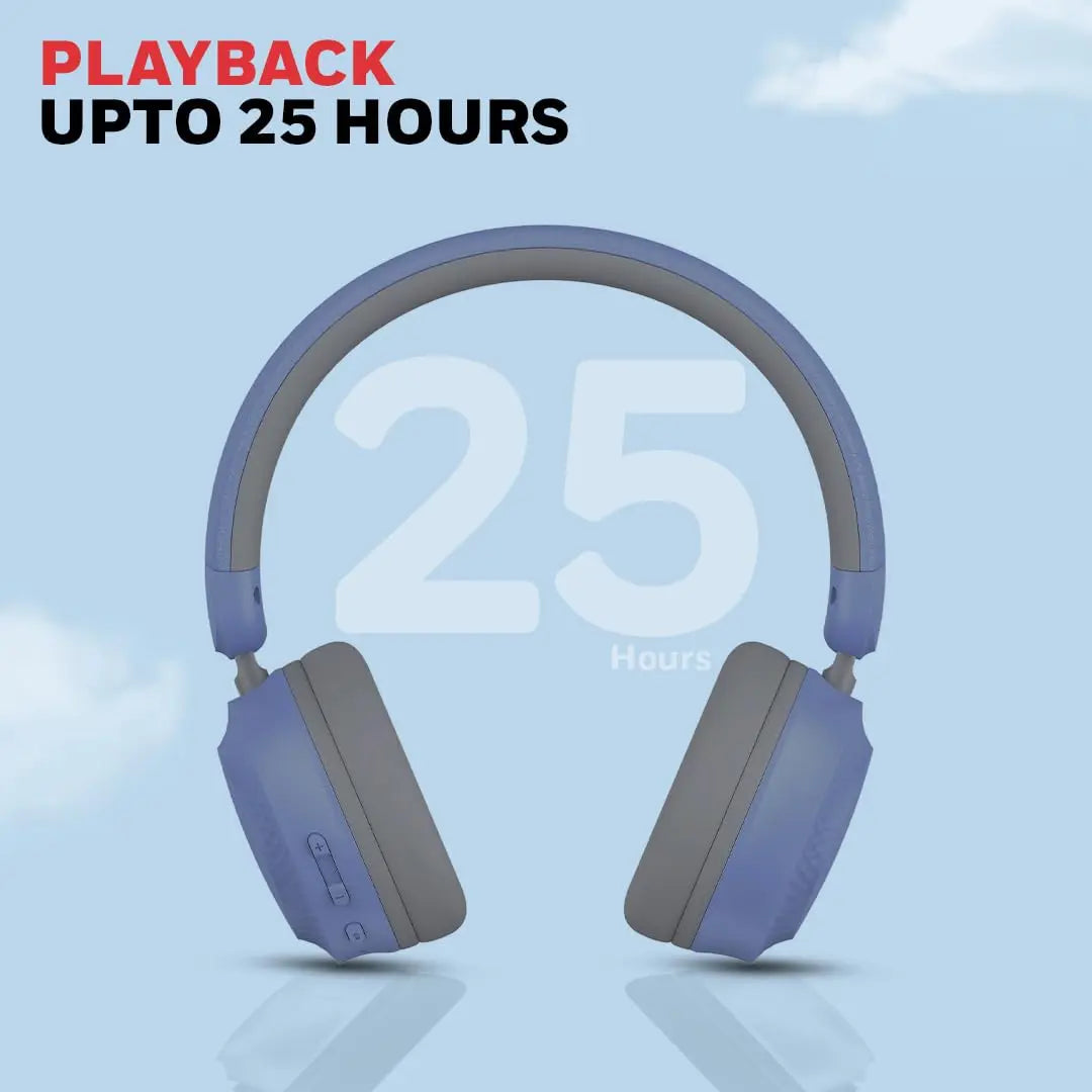 Honeywell Moxie V20 Bluetooth 5.4 Wireless On-Ear Headphones with Mic, ENC Noise Reduction, 25H Playback, Deep Bass, IPX4, AUX Support, 40ms Low Latency Gaming Mode, Stereo Sound, Padded Cushions Blue