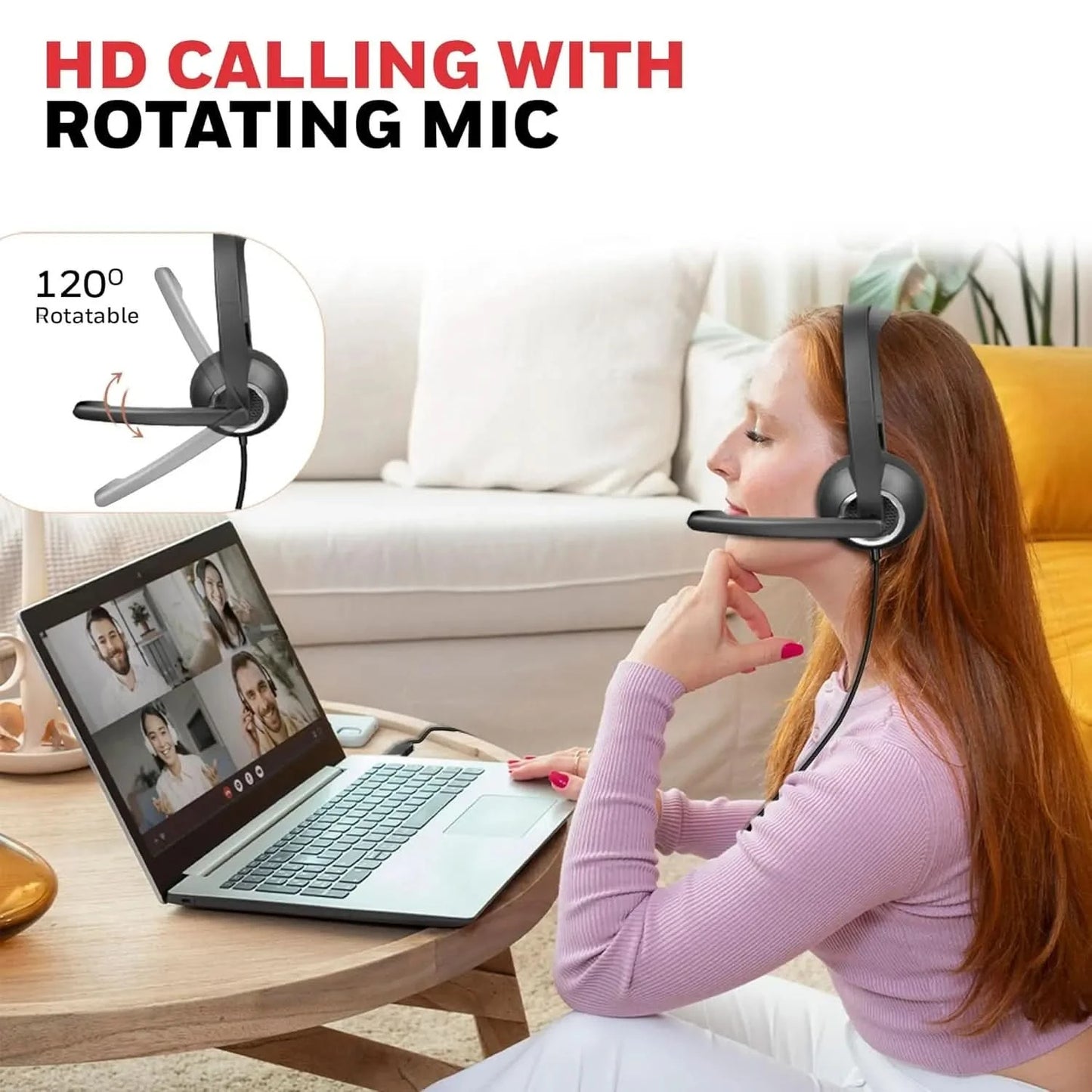 Honeywell New Suono P40 Wired On-Ear Headphones with Rotating Mic for HD Calling, Dual 40mm Drivers, Adjustable Headband for PC/Laptop/Computers, in-Built Noise canceling, Stereo Sound, Deep Bass