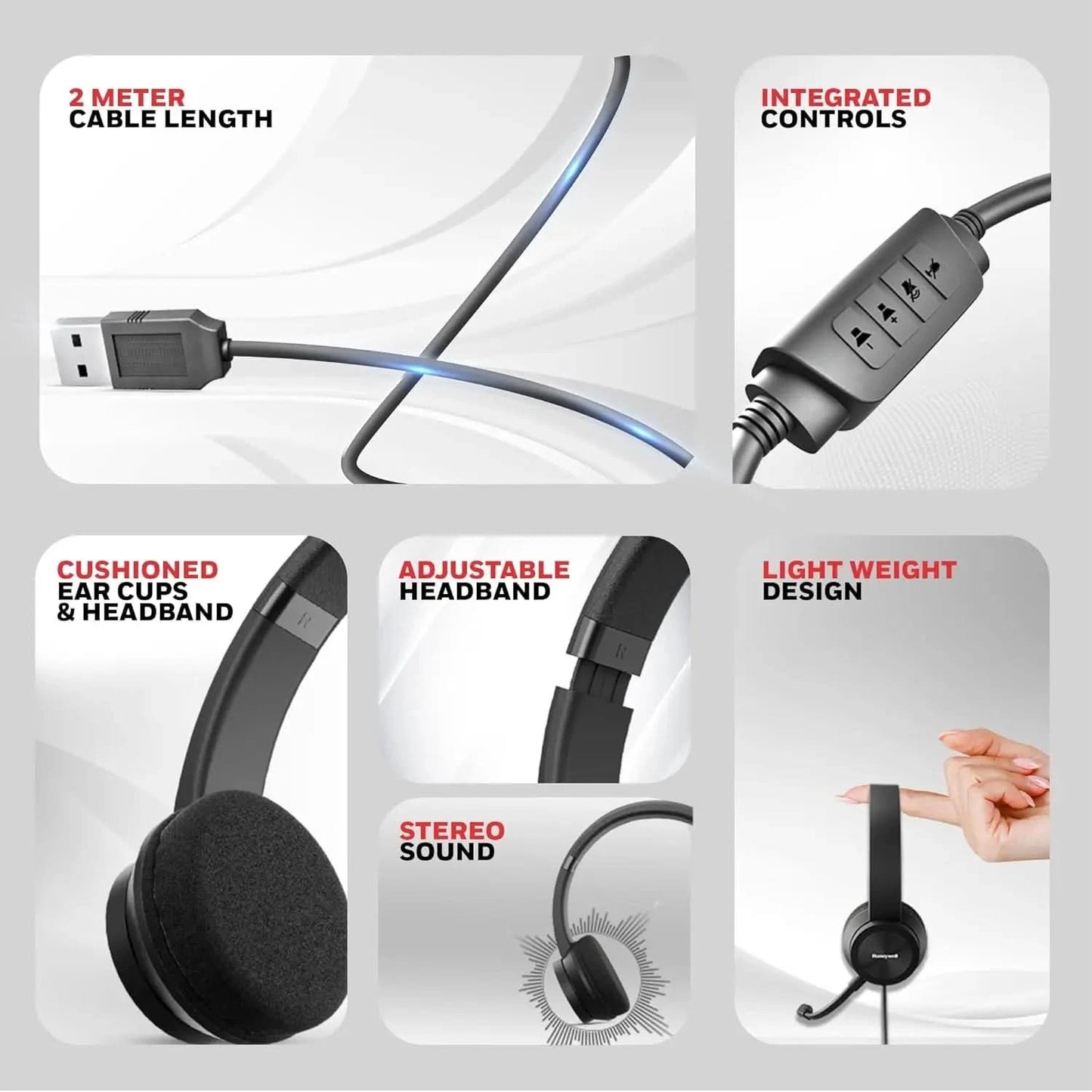 Honeywell New Trueno U30 Wired On-Ear Headphones with Rotating Mic for HD Calling, Dual 40mm Drivers, Adjustable Headband for PC/Laptop/Computers, in-Built Noise canceling, Stereo Sound, Deep Bass