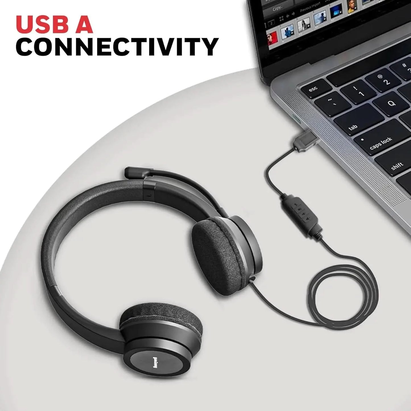 Honeywell New Trueno U30 Wired On-Ear Headphones with Rotating Mic for HD Calling, Dual 40mm Drivers, Adjustable Headband for PC/Laptop/Computers, in-Built Noise canceling, Stereo Sound, Deep Bass