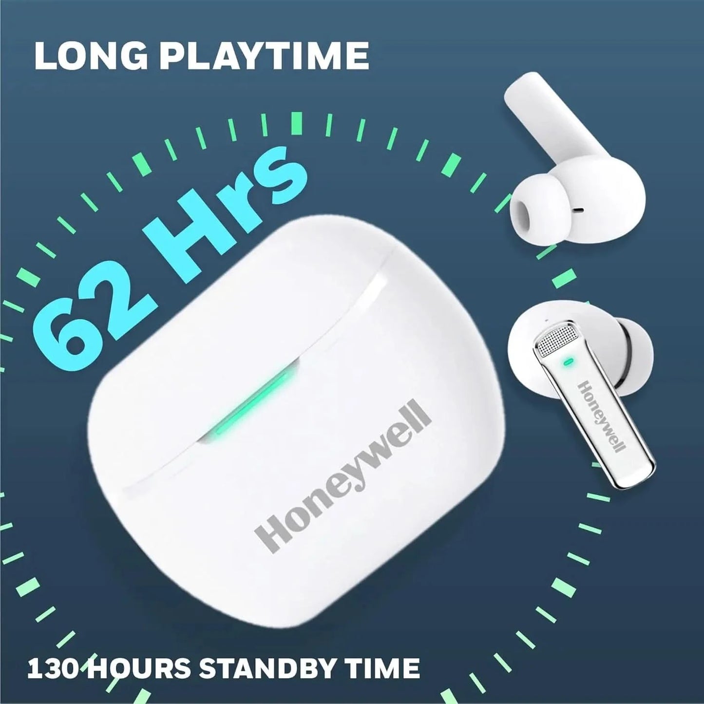 Honeywell Newly Launched Trueno U5100, in-Ear Wireless Hybrid ANC TWS Earbuds, with 33 dB ANC, Low Latency Mode, 6 mics, Bluetooth V5.2, 62 Hours of Playtime, 2 Years Manufaturer Warranty
