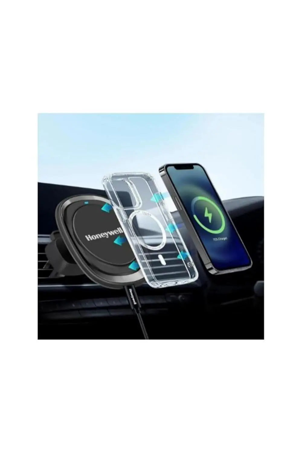 Honeywell Newly Launched Zest MagSafe Phone Mount Car Charger, Upto 15W Output, with Ultra-Fast Charging for iPhone 15/14/13/12 Series, Type C Input, 3 Years Manufacturer Warranty