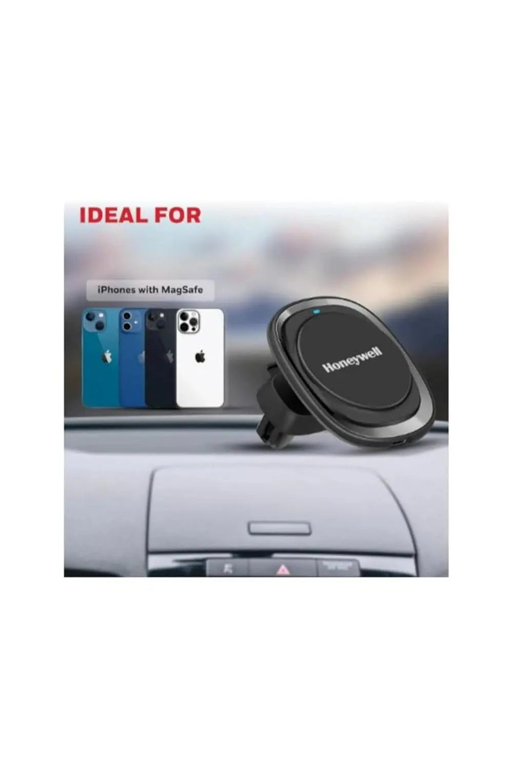 Honeywell Newly Launched Zest MagSafe Phone Mount Car Charger, Upto 15W Output, with Ultra-Fast Charging for iPhone 15/14/13/12 Series, Type C Input, 3 Years Manufacturer Warranty