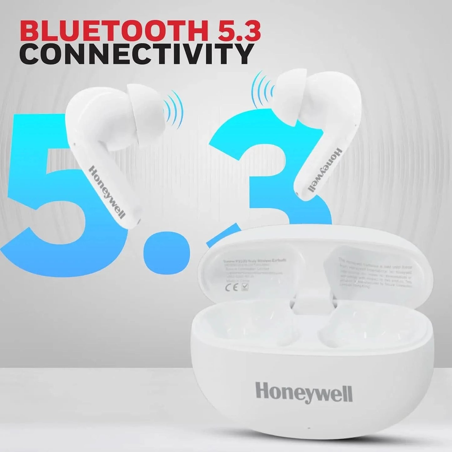 Honeywell Suono P2100 Bluetooth in Ear TWS Earbuds with 50h of Playtime, ENC Mode, 4 Mics, Type C Fast Charging, Low Latency Mode for Gaming, BT v5.3, 13mm Drivers, Voice Assistant,2 Years Warranty
