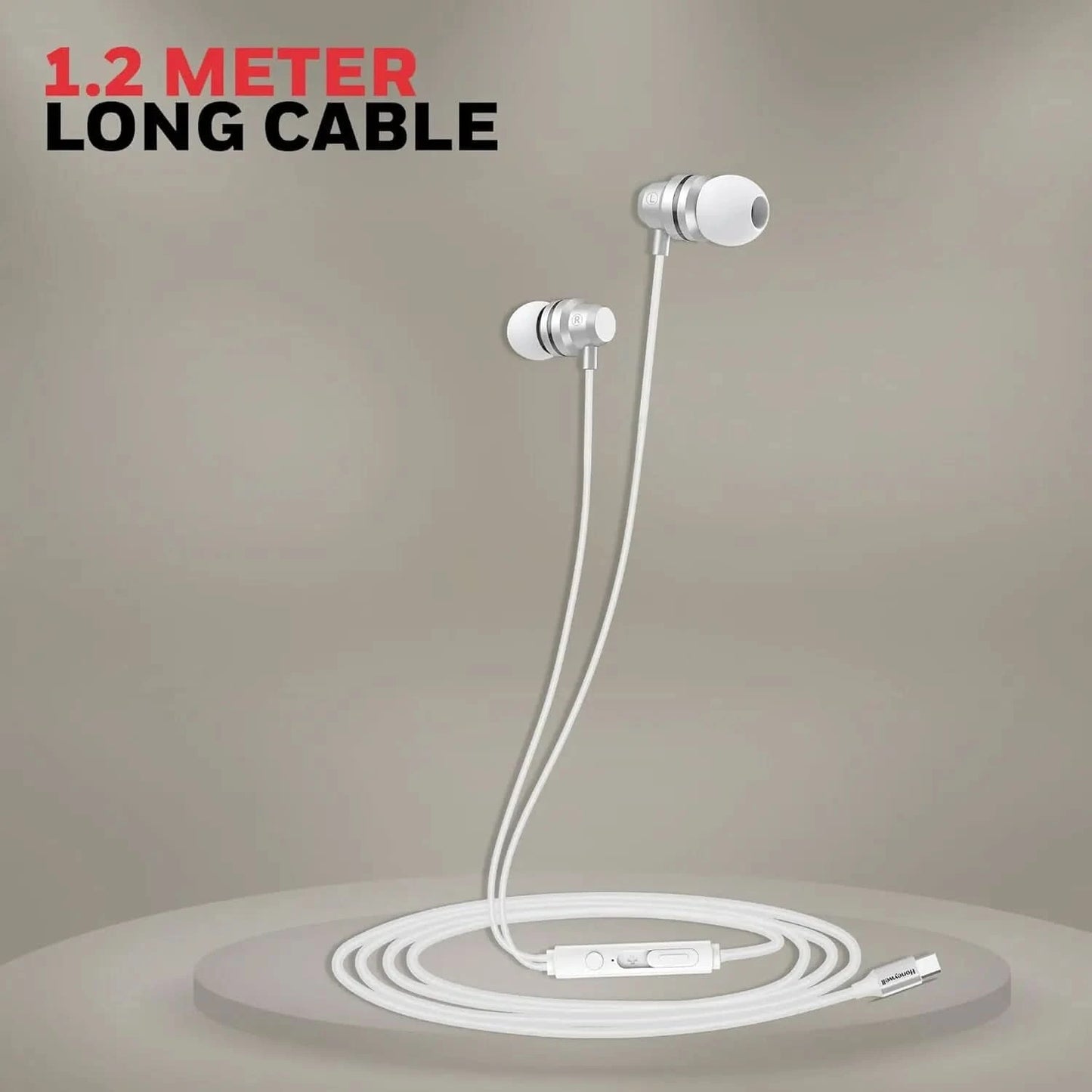Honeywell Suono P60 Wired Earphones with Built in Mic, 10mm*2 Drivers, Passive Noise Cancellation, Deep Bass & Clear Sound, Ultra HD Mic Quality, Type C Compatible, Voice Assistant Enabled, 1.2 Mtr