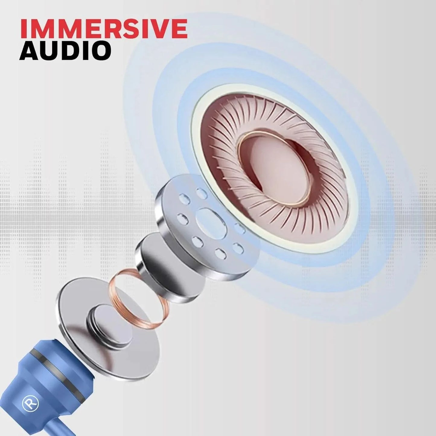 Honeywell Suono P60 Wired Earphones with Built in Mic, 10mm*2 Drivers, Passive Noise Cancellation, Deep Bass & Clear Sound, Ultra HD Mic Quality, Type C Compatible, Voice Assistant Enabled, 1.2 Mtr Blue