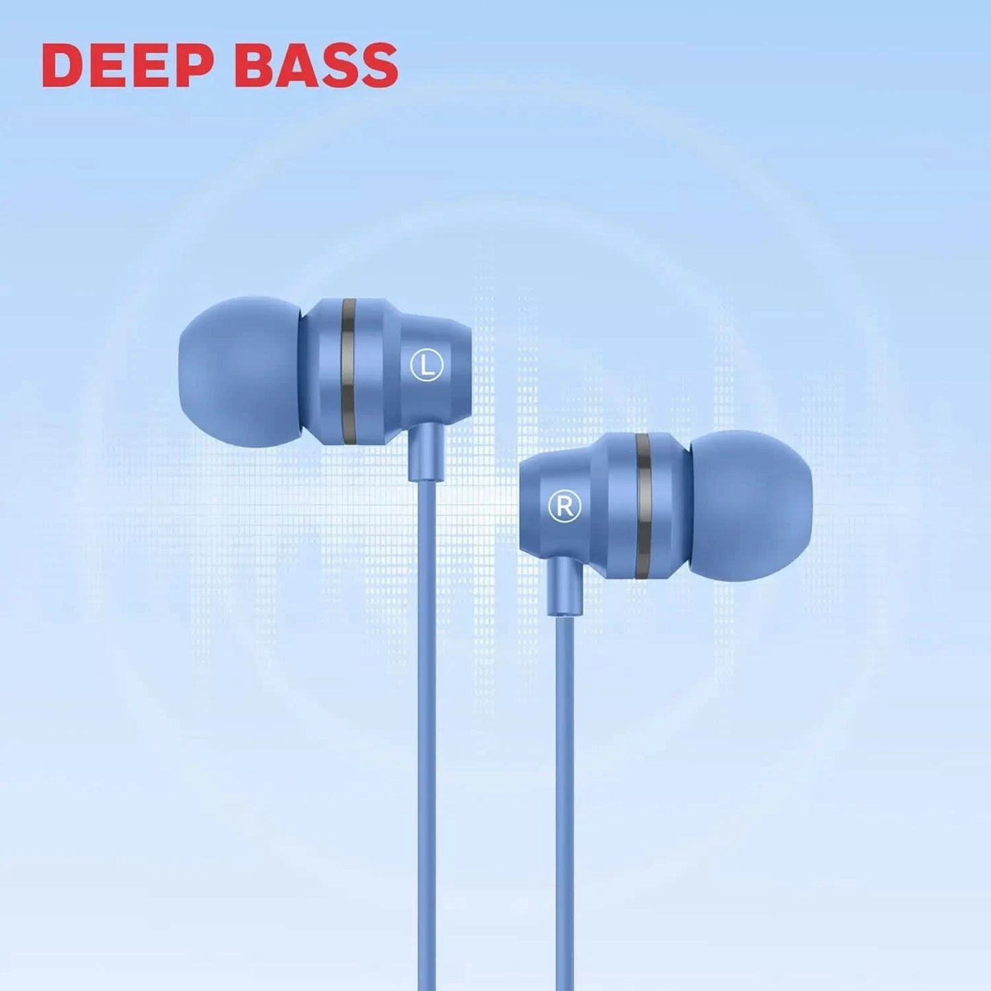Honeywell Suono P60 Wired Earphones with Built in Mic, 10mm*2 Drivers, Passive Noise Cancellation, Deep Bass & Clear Sound, Ultra HD Mic Quality, Type C Compatible, Voice Assistant Enabled, 1.2 Mtr Blue