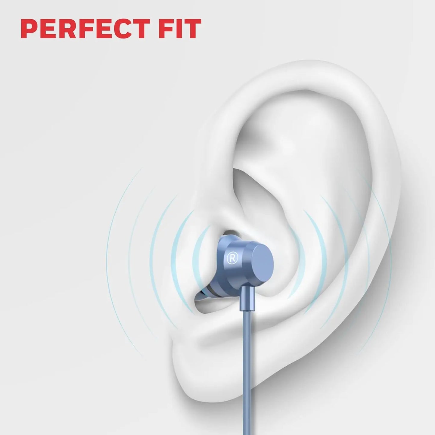 Honeywell Suono P60 Wired Earphones with Built in Mic, 10mm*2 Drivers, Passive Noise Cancellation, Deep Bass & Clear Sound, Ultra HD Mic Quality, Type C Compatible, Voice Assistant Enabled, 1.2 Mtr Blue