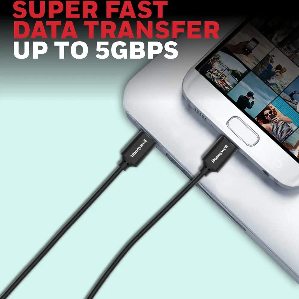 Honeywell Type C To Type C USB 3.1 Cable, PD 100W with Max Output 5A, QC 3.0, Ultra-Fast Charge & Sync Cable, 10 Gbps transfer speed,Compatible with Smartphones,Laptop,Power Bank, Tablet- 6 Feet(1.8M)