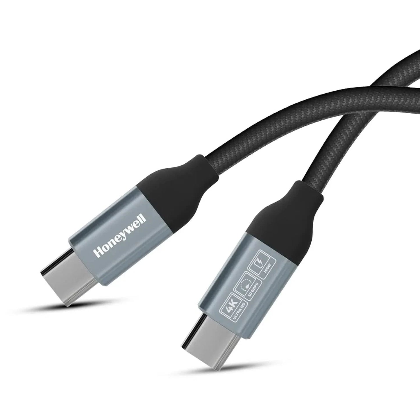 Honeywell Type C to Type C USB 3.1 Cable, 4 Feet (1.2M), Max Output 5A 100W, QC 3.0, Fast Charge, Compatible with Apple Devices, Smartphones, Laptops, Power Banks, Tablets, Headphones, Speakers Black