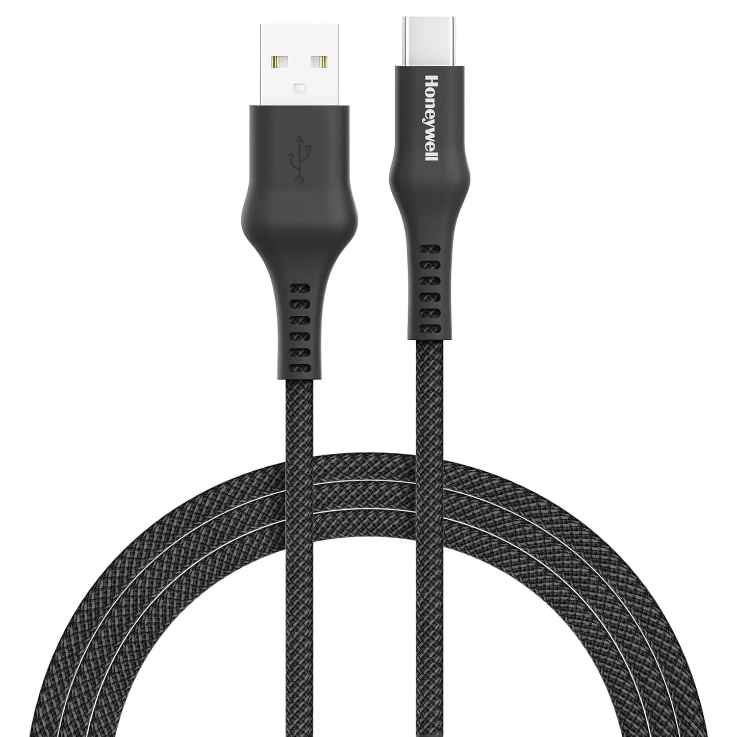 Honeywell USB A to Type C Cable, 4 Feet (1.2M), PD 60W, QC 3.0, Fast Charge & Sync Cable, Nylon Braided Cable for Apple Devices, Smartphones, Laptops, Power Banks, Tablets, Headphones, Speakers Black