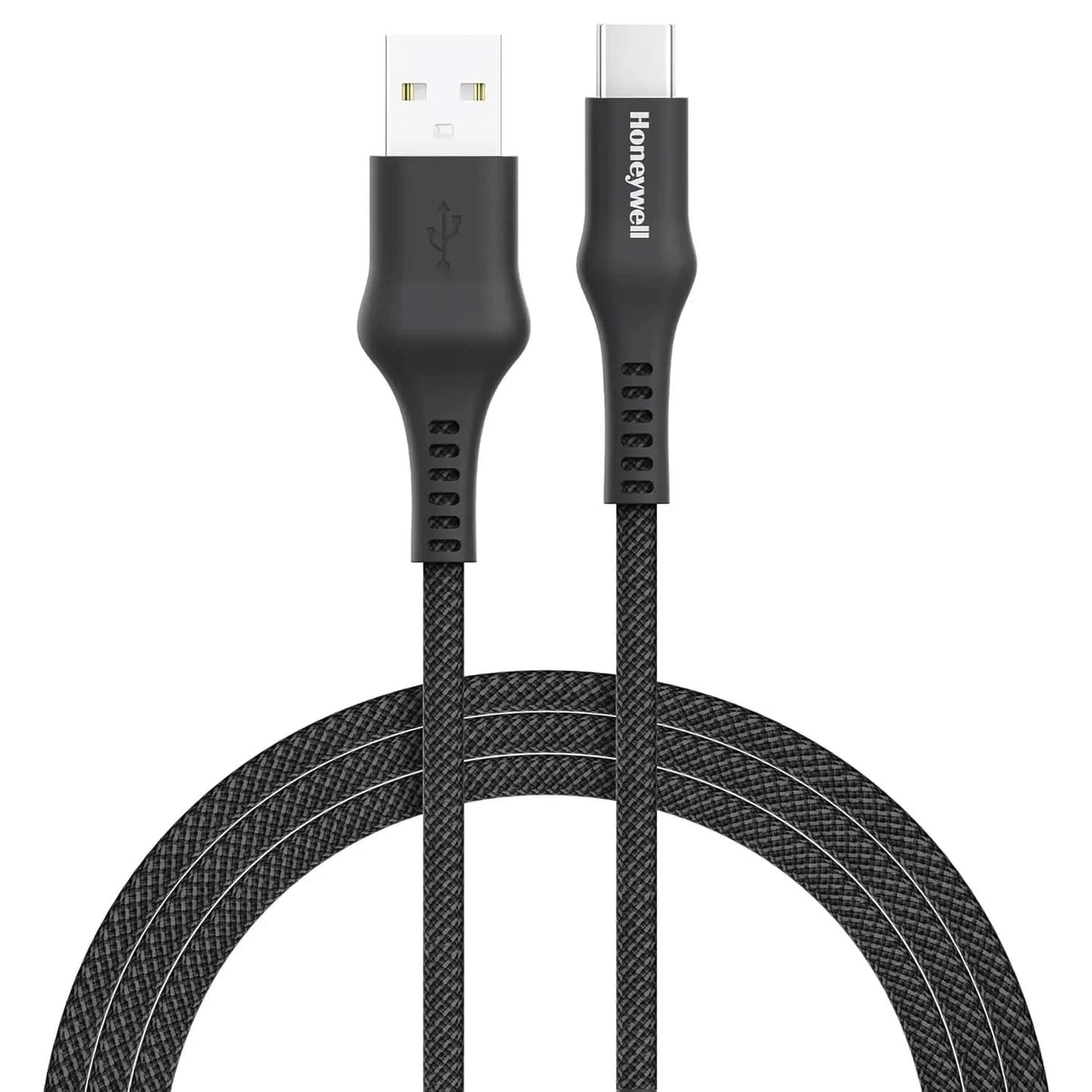 Honeywell USB A to Type C Cable, 4 Feet (1.2M), PD 60W, QC 3.0, Fast Charge & Sync Cable, Nylon Braided Cable for Apple Devices, Smartphones, Laptops, Power Banks, Tablets, Headphones, Speakers Black