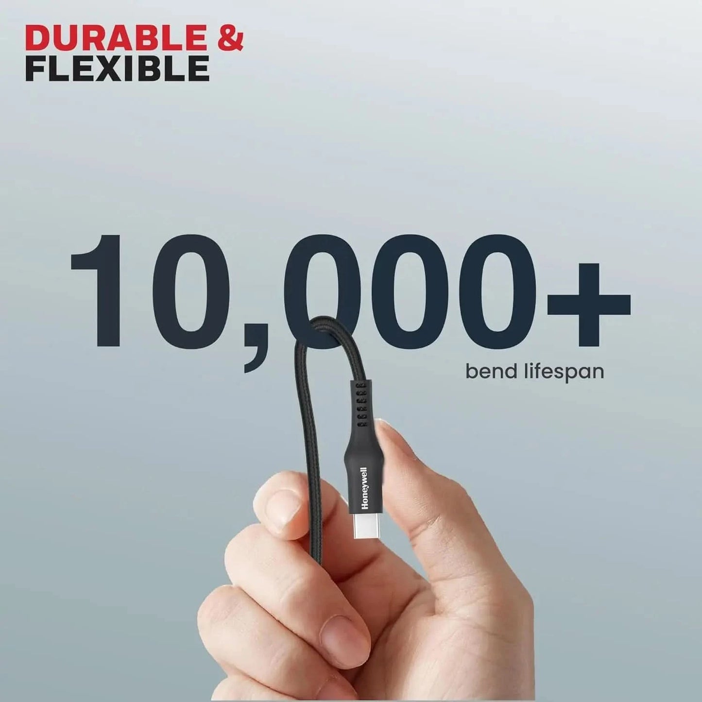 Honeywell USB Type C to Type C Cable, 4 Feet (1.2M), PD 60W, QC 3.0, Fast Charging, Nylon Braided Cable for Apple Devices, Smartphones, Laptops, Power Banks, Tablets, Headphones, Speakers – Black