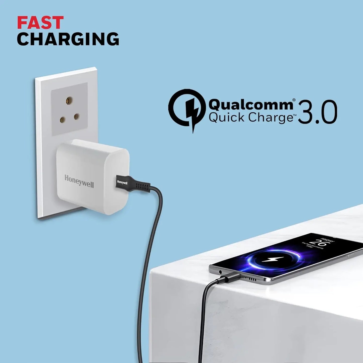 Honeywell Zest PD 20W Type-C Charger Adapter with PPS, Ultra-Fast Charging, PD 3.0, BIS Certified for iPhone 17/17 Air / 17 Pro / 17 Pro Max, Samsung Galaxy, Pixel, iPad, AirPods & More