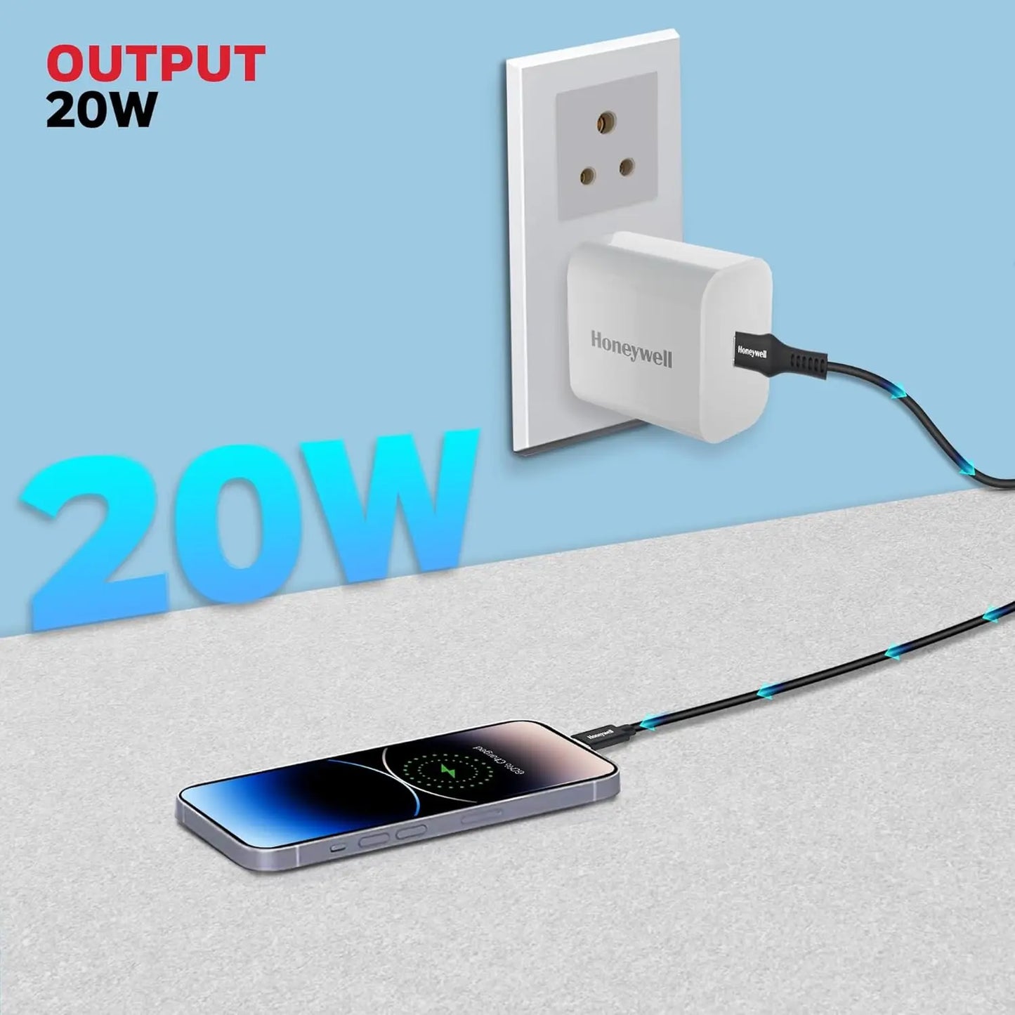 Honeywell Zest PD 20W Type-C Charger Adapter with PPS, Ultra-Fast Charging, PD 3.0, BIS Certified for iPhone 17/17 Air / 17 Pro / 17 Pro Max, Samsung Galaxy, Pixel, iPad, AirPods & More