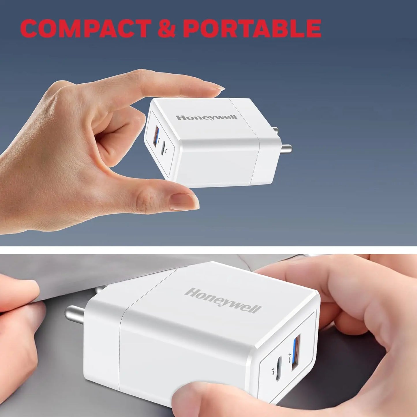 Honeywell Zest PD30W Ultra-Fast Wall Charger with PPS, 1x Type-C PD 3.0 & 1x USB-A Port, BIS Certified, Compatible with iPhone, iPad, Samsung, OnePlus 11/12/13/13R/13T/15/15R, Tablets, Power Banks