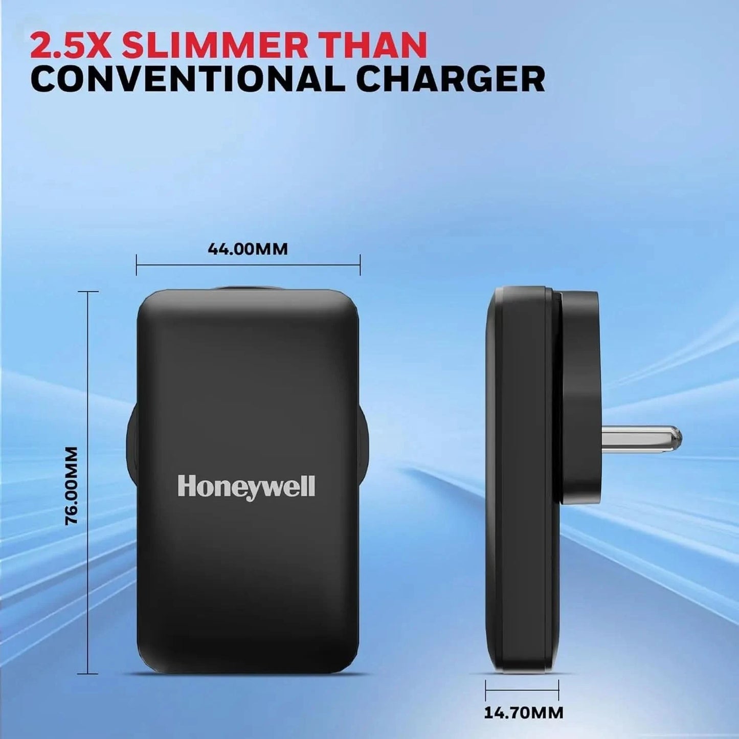 Honeywell Zest Ultra-Thin GaN 45W Dual Type-C PD 3.0 Wall Charger with PPS Support, Ultra-Fast Charging, Compatible with iPhone, iPad Pro, Pixel, Galaxy, OnePlus, Tablets & Smartwatches