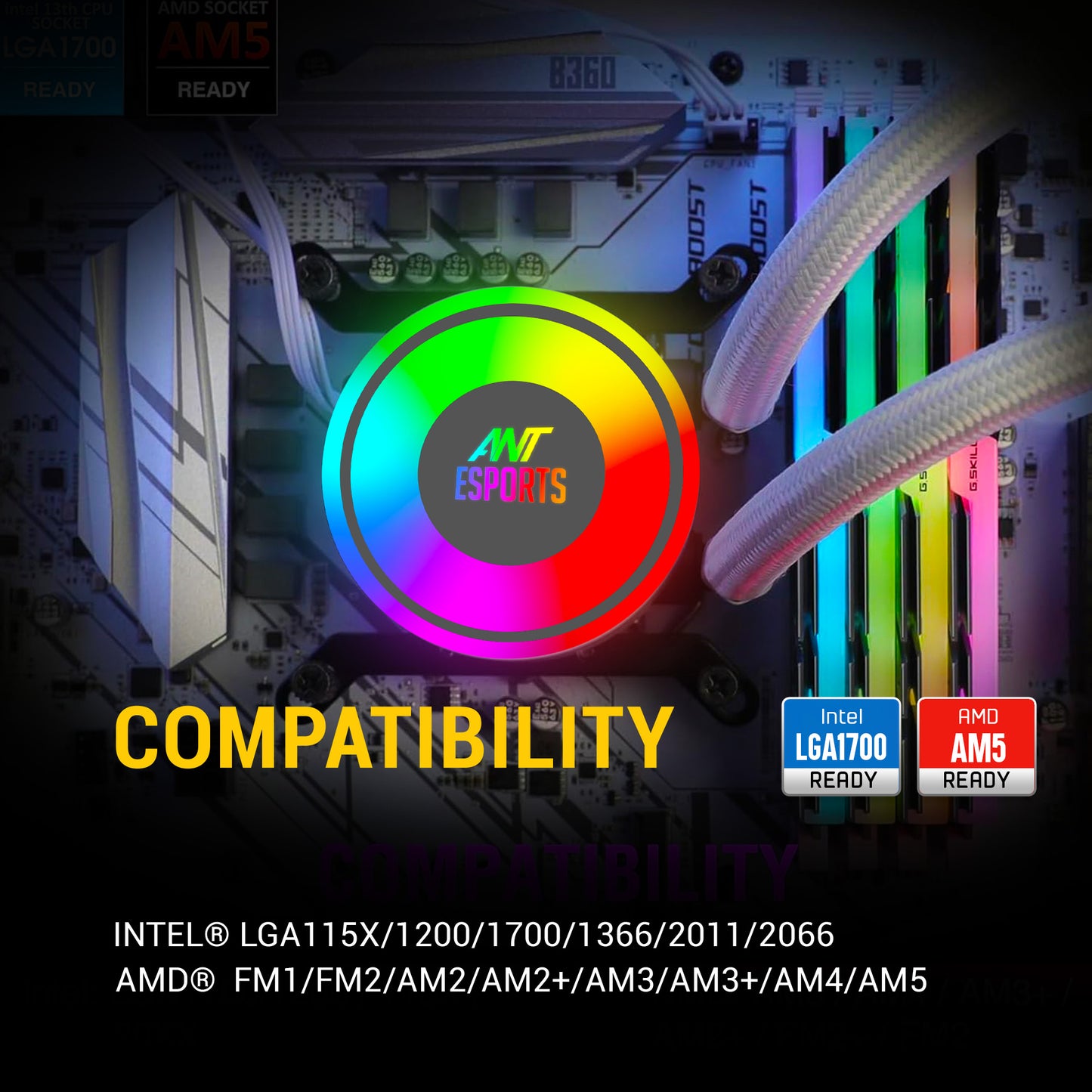 ANT ESPORTS CPU COOLER ICE-240 ARGB WHITE