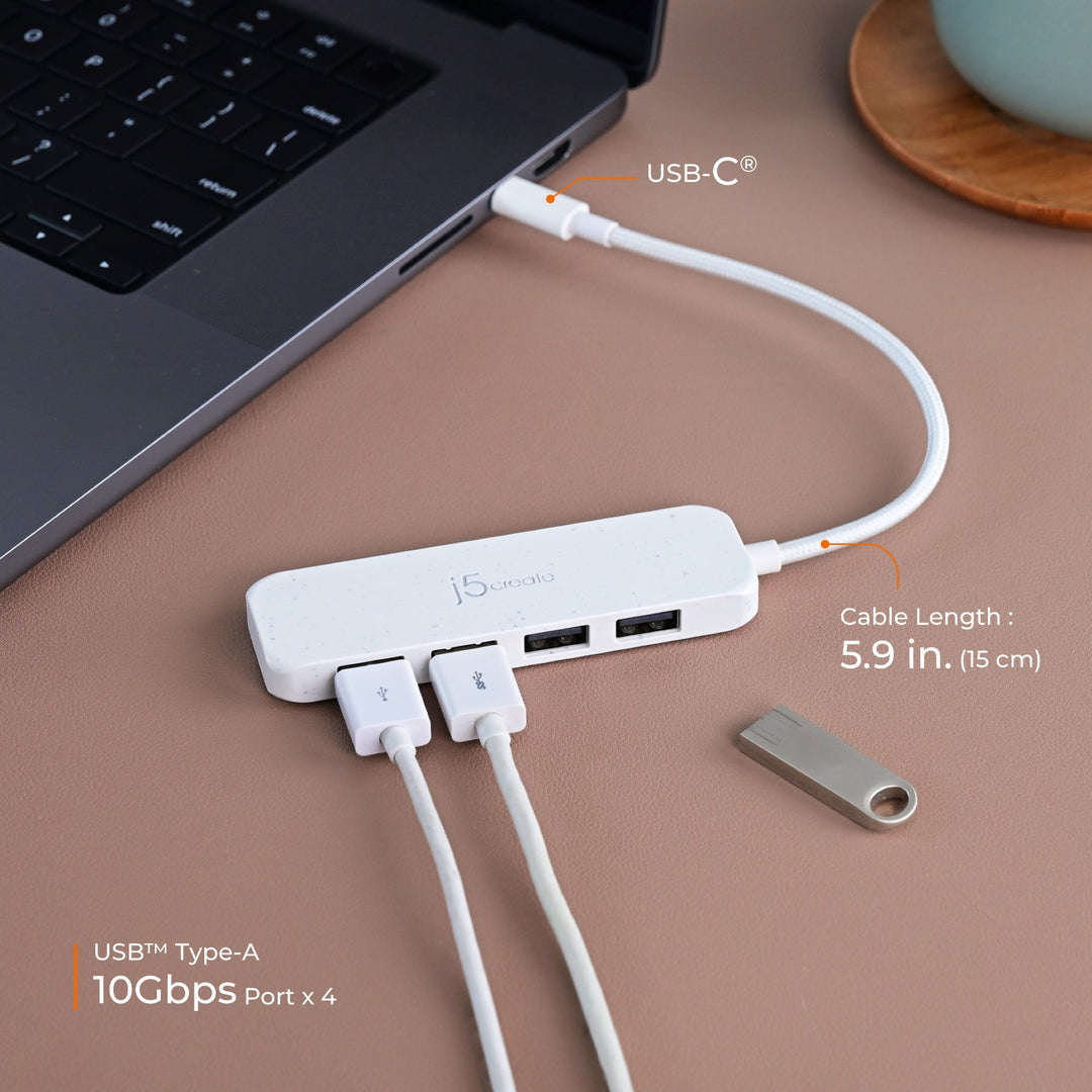 J5CREATE ECO-FRIENDLY USB-C TO 4-PORT TYPE-A GEN 2 HUB