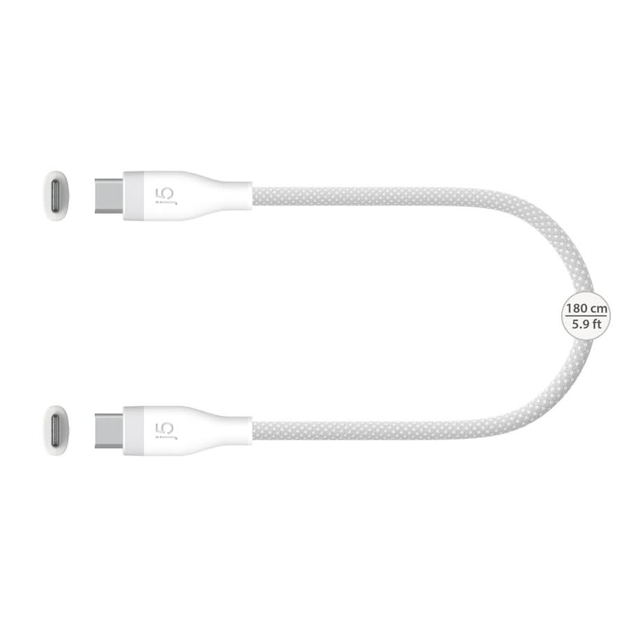 J5CREATE USB-C 60W Ultra Soft Double-Braided Fast Charging Cable White