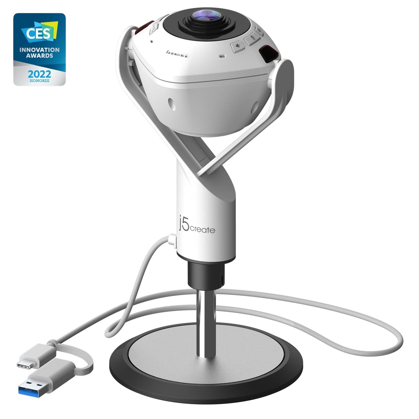 J5CREATE 360° AI-Powered Webcam with Speakerphone JVU368