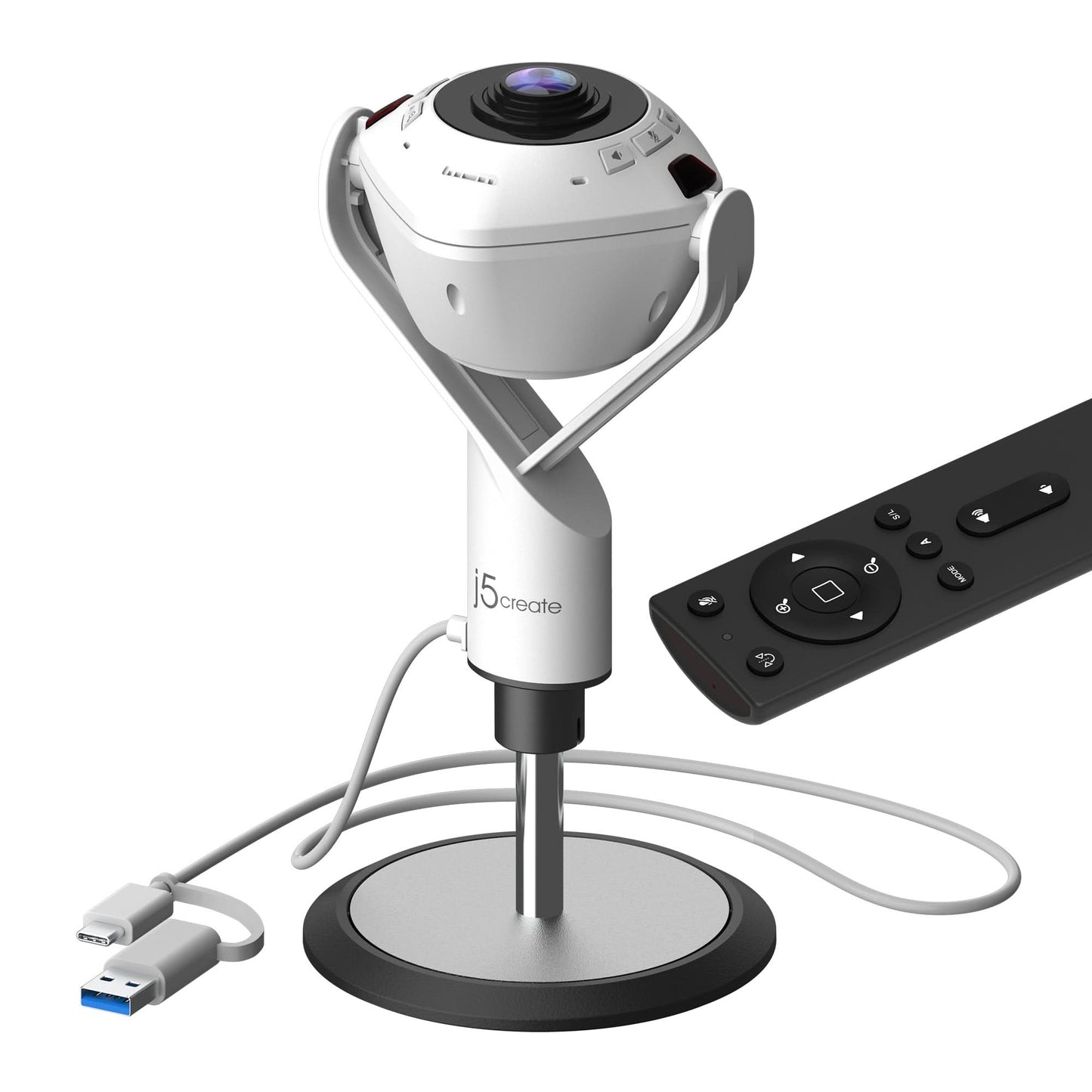 J5CREATE 360° AI-Powered Webcam with Speakerphone JVU368