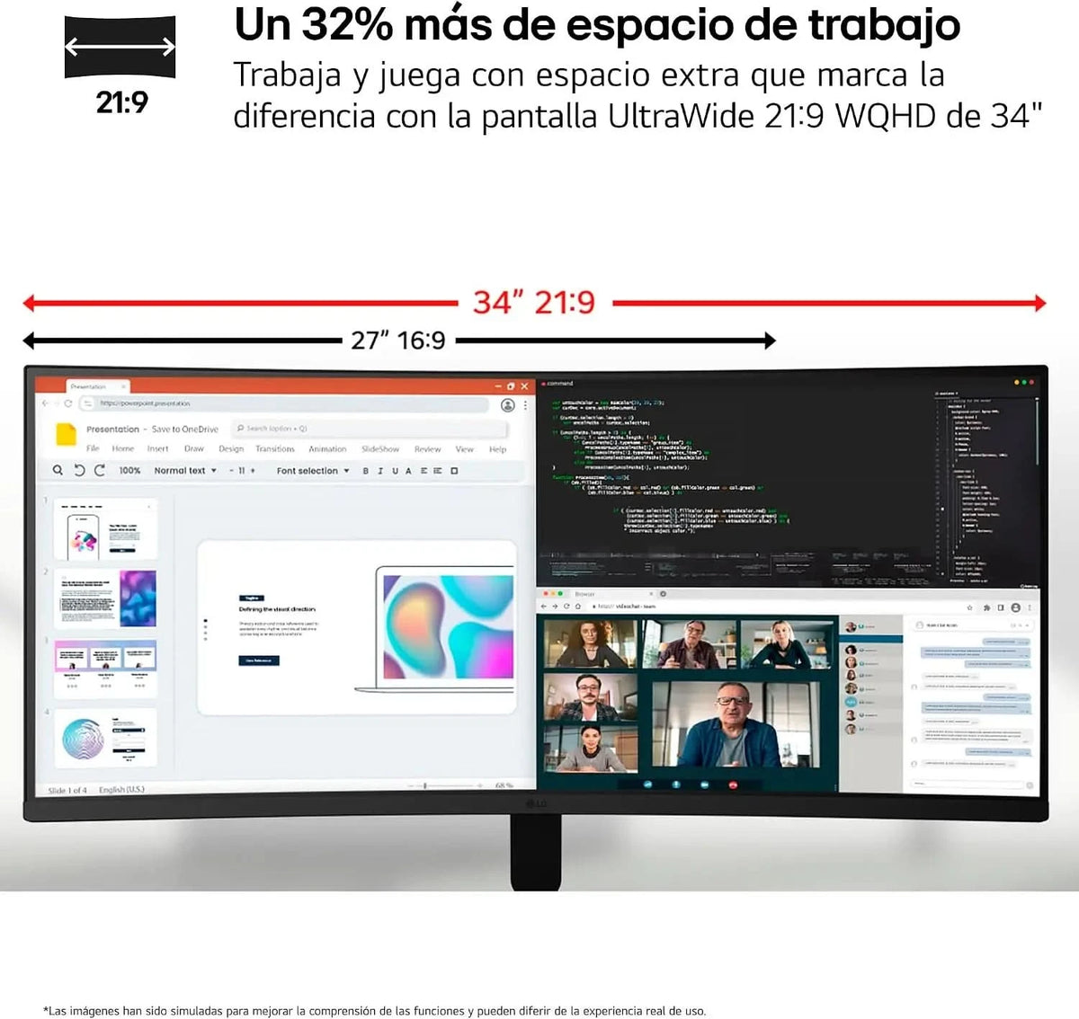 LG 34U601B-B UltraWide Monitor, 34" VA Display, WQHD Resolution, 120Hz Refresh Rate Black