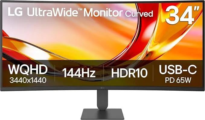 LG 34U640B-B 34-inch UltraWide WQHD 144Hz FreeSync Premium Curved Monitor