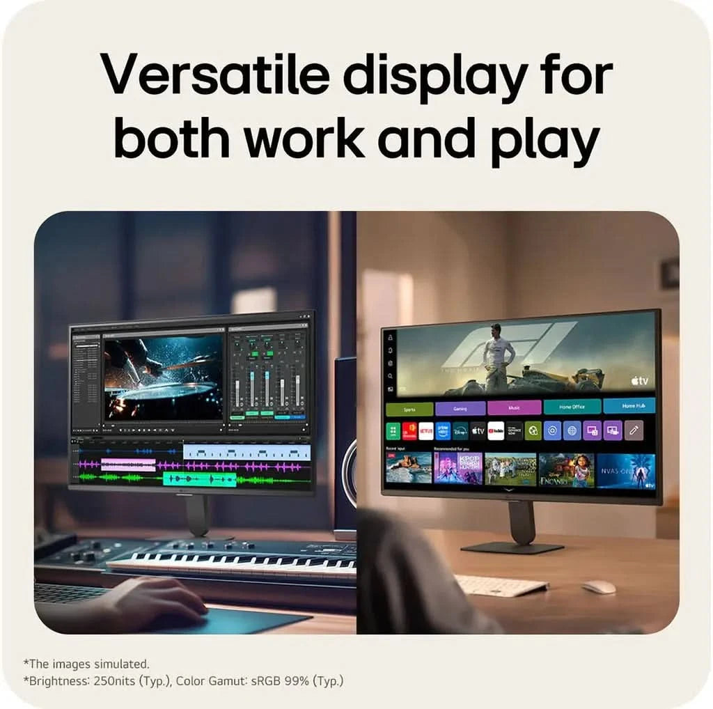 LG Smart Monitor AI U5s Monitor, 27" IPS Display, FHD Resolution, 120Hz Refresh Rate
