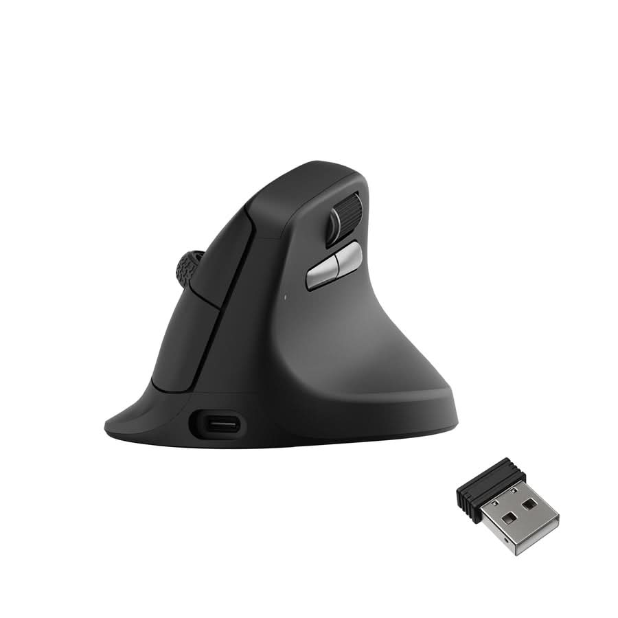 Keychron M5 Wireless Ergonomic Mouse, PixArt 3950 Sensor, 30000 DPI, 8000Hz Polling Rate, Bluetooth 5.3, 2.4GHz, USB Type-C, Black