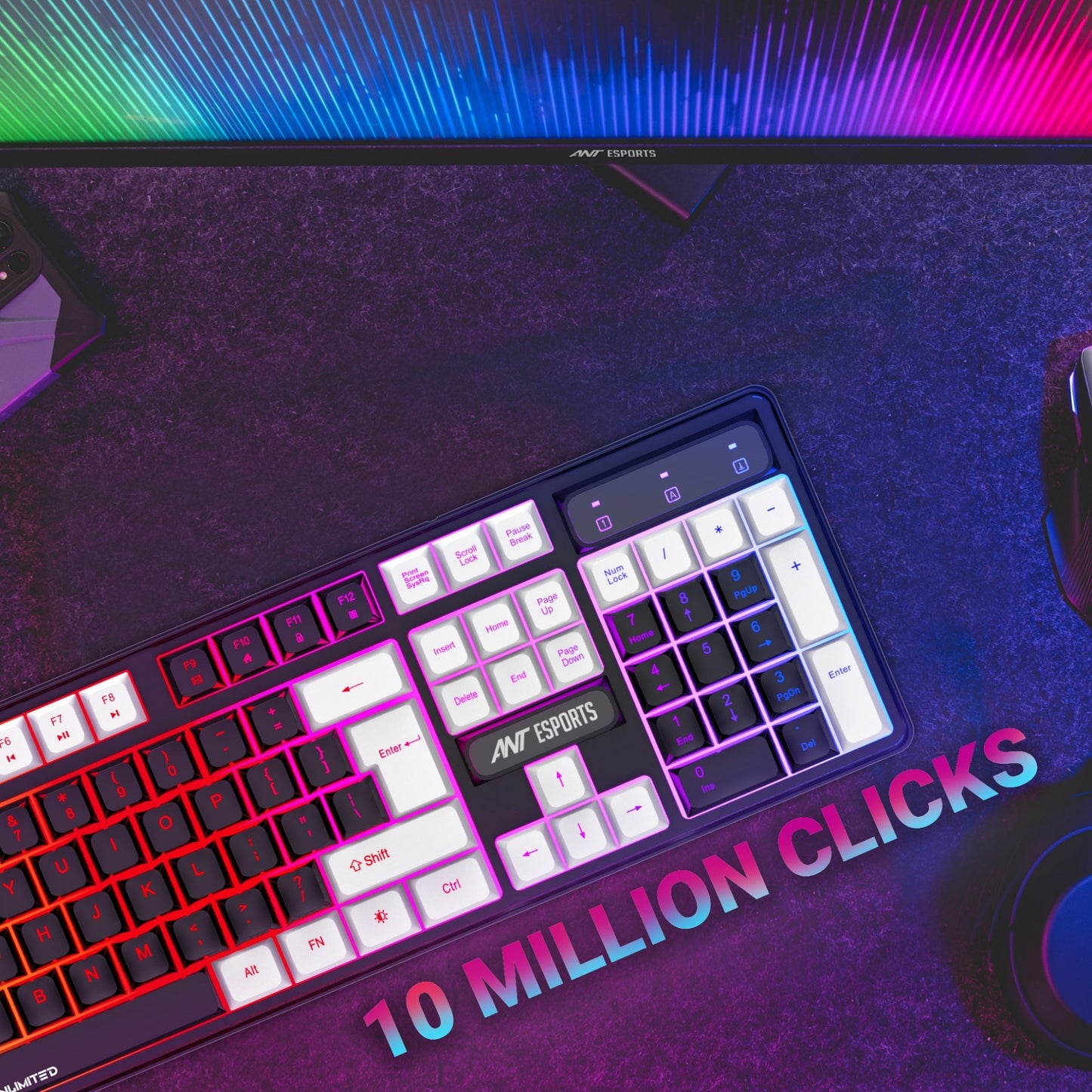 ANT ESPORTS MK1450 RGB MEMBRANE WIRED BLACKLIT GAMING KEYBOARD - BLACK (R-41183733)