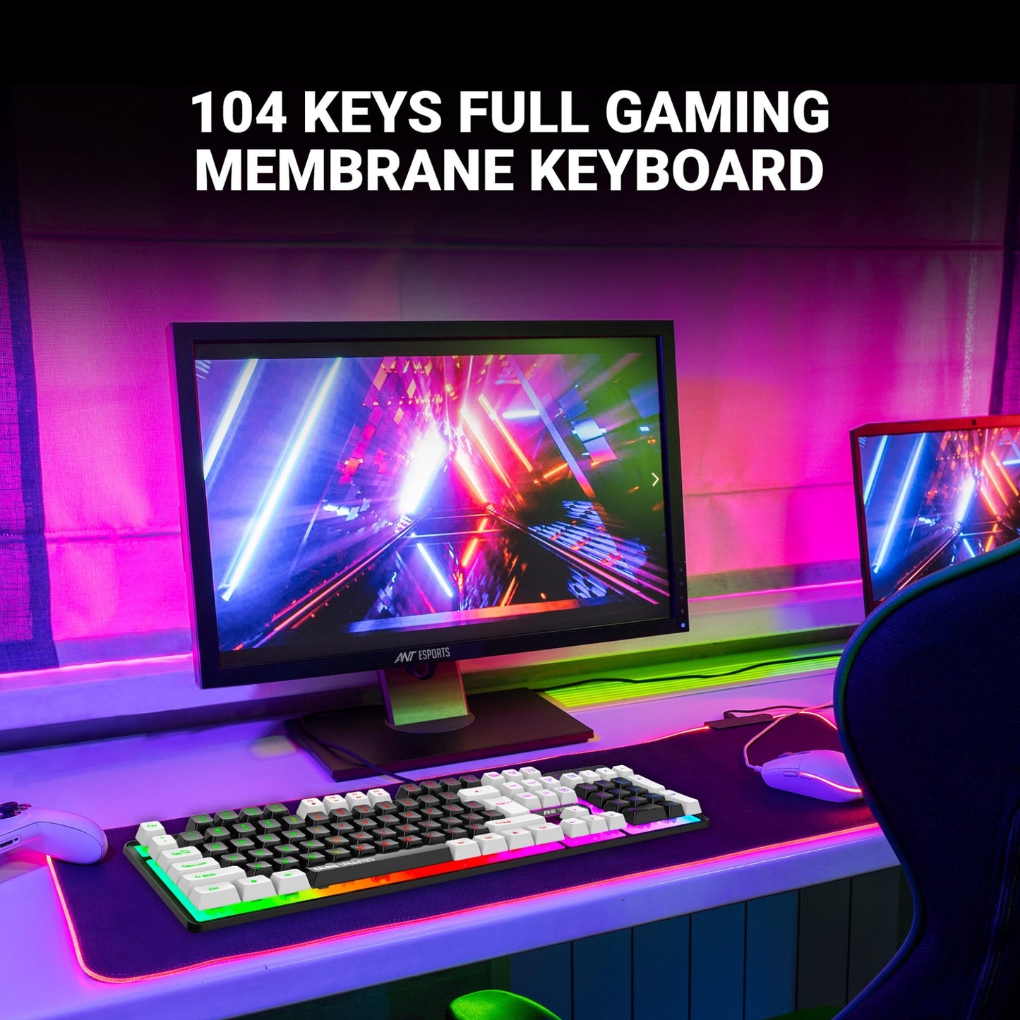 ANT ESPORTS MK1450 RGB MEMBRANE WIRED BLACKLIT GAMING KEYBOARD - BLACK (R-41183733)