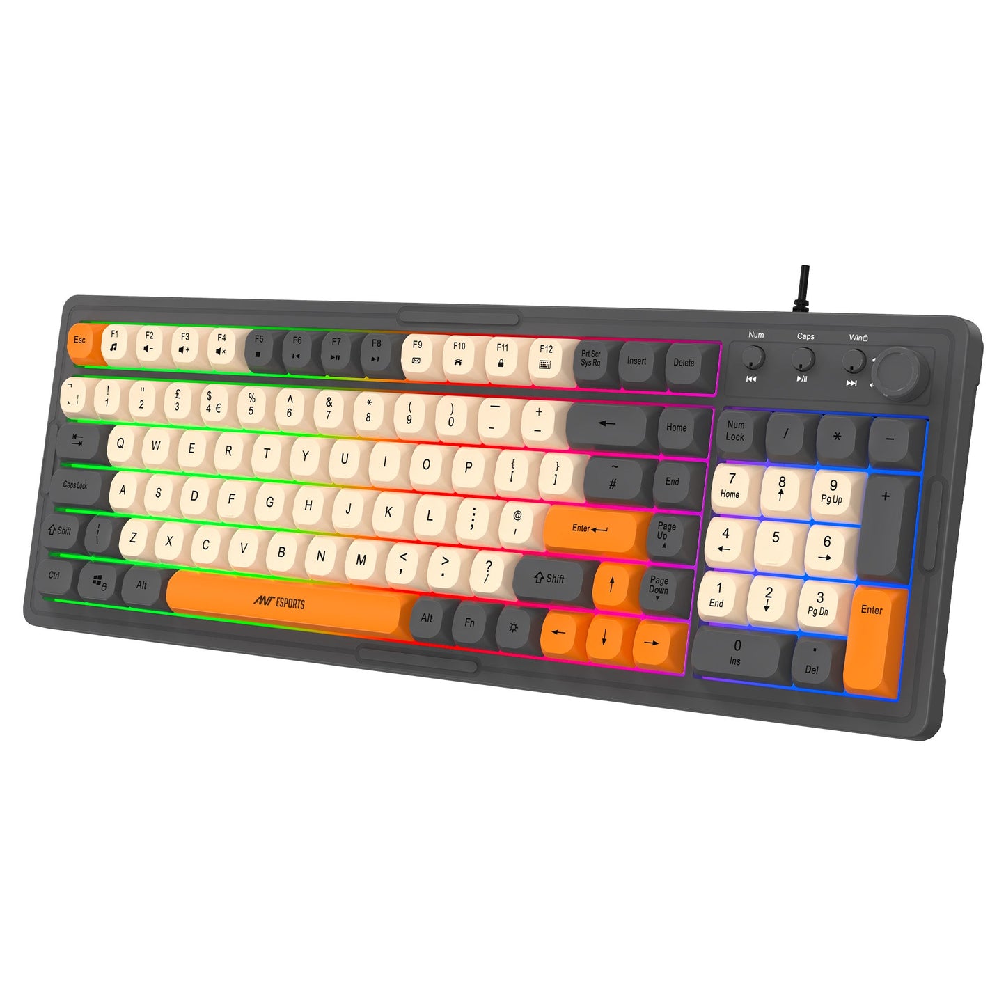 ANT ESPORTS MK800 PRO GAMING KEYBOARD (GREY, BEIGE, ORANGE)